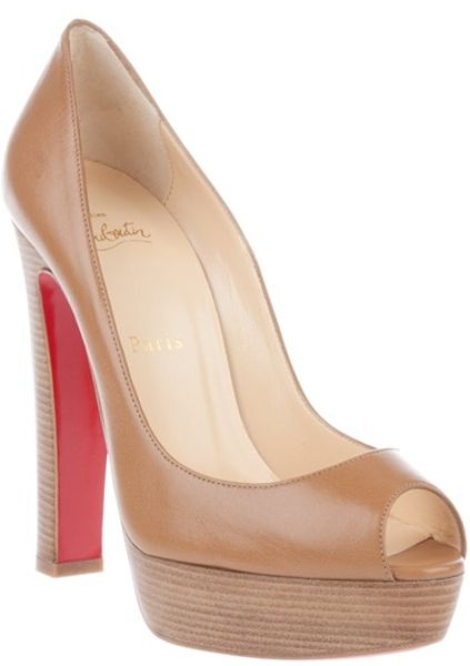 Christian Louboutin Peep Toe Pumps in Brown - Lyst