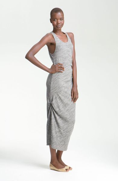 Thakoon Addition Gathered Jersey Maxi Dress in Gray (charcoal) - Lyst