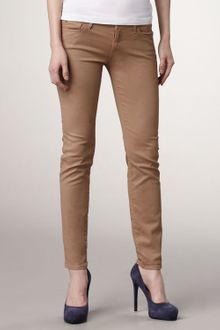 7 For All Mankind Skinny Golden Wheat Shimmer Cropped Jeans - Lyst