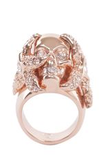 Alexander McQueen Rose Gold Starfish Skull Cocktail Ring