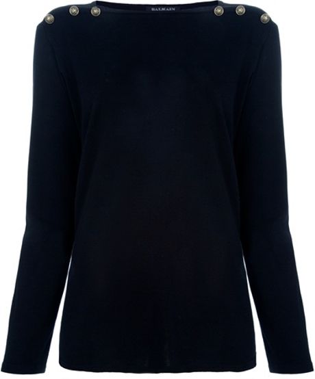 Balmain Embellished Cotton Top in Black - Lyst