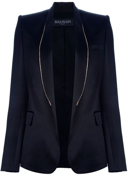 Balmain Metallictrimmed Jacket in Black - Lyst