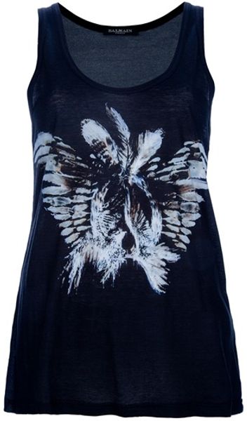 Balmain Tiedye Vest Top in Black - Lyst