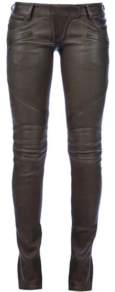 Balmain Biker Trouser in Brown (green) - Lyst