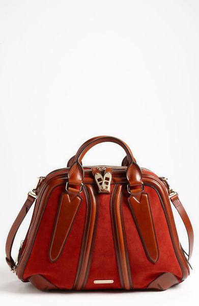 Burberry  Suede Leather Bowling Bag in Brown (rust) - Lyst