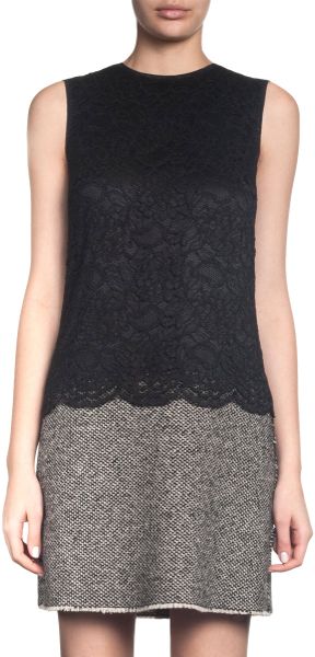 Dolce & Gabbana Lace Overlay Shift Dress in Black - Lyst