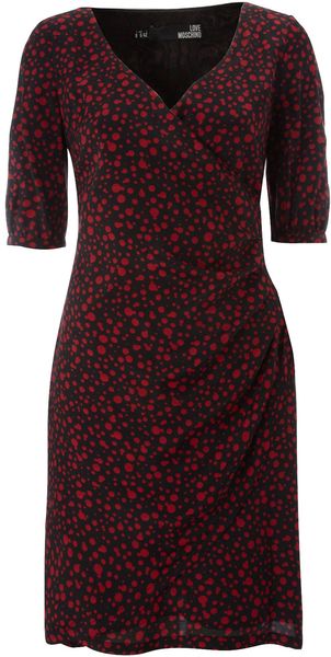 Love Moschino Printed Wrap Dress - Lyst