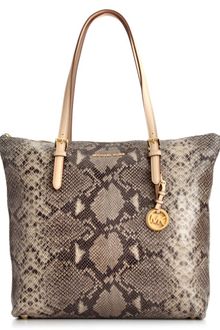 Michael Kors Large Jet Set Top Zip Python Tote - Lyst
