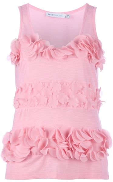 See By Chloé Floral Vest Top in Pink (floral) - Lyst