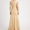 Tadashi Shoji Ruched Gown in Gold - Lyst