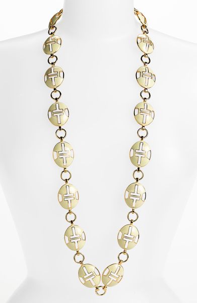 Tory Burch Tyler Oval Link Long Necklace in Gold (ivory/ gold) - Lyst