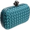 Bottega Veneta Knot Intrecciato Satinsnakeskin Clutch in Blue (teal) - Lyst