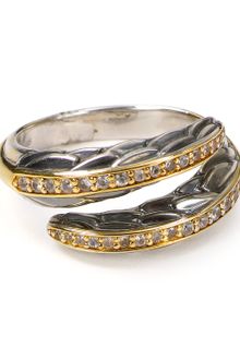 Elizabeth And James Sterling Silver Feather Ring - Lyst