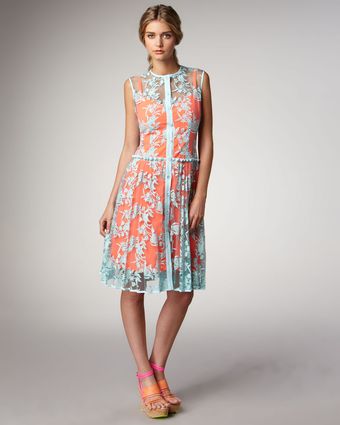 Nanette Lepore Varsity Twotone Lace Dress - Lyst
