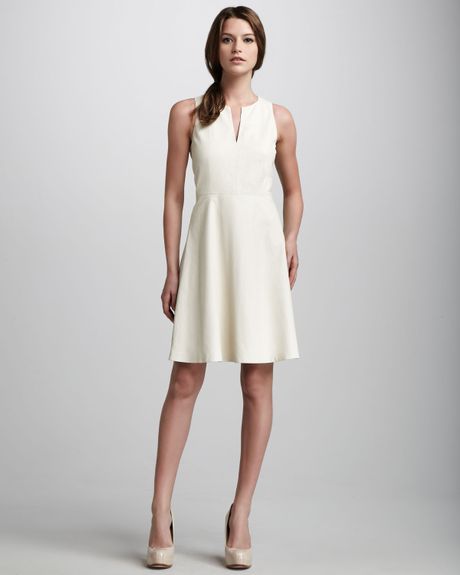 Theory Leather Aline Dress in White (bone) - Lyst