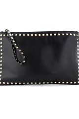 Valentino Black Rockstud Oversized Clutch