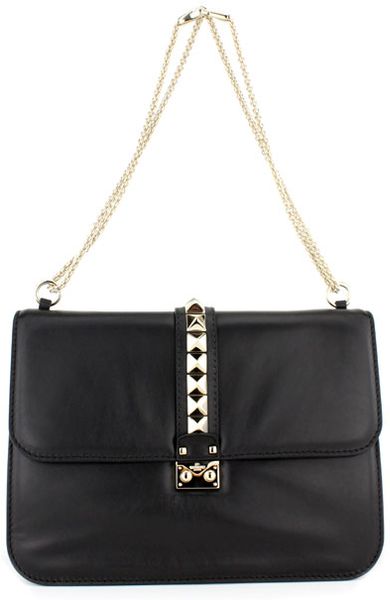 Valentino  Rockstud Lock Large Handbag in Black - Lyst