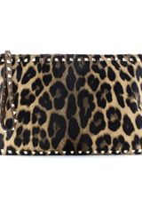 Valentino Leopard Pony Hair Oversized Clutch