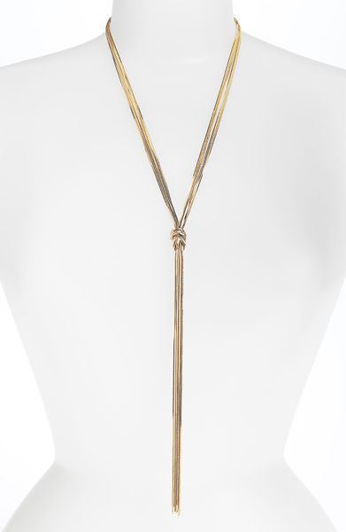 Cara Accessories Multistrand Metal Ynecklace in Gold - Lyst