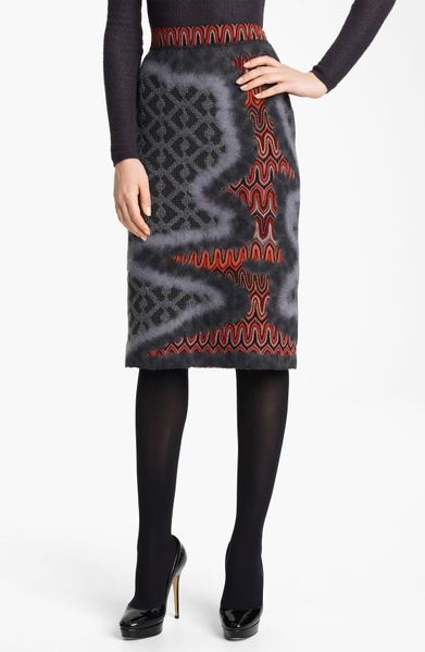 Missoni Knit Pencil Skirt in Gray (charcoal) - Lyst