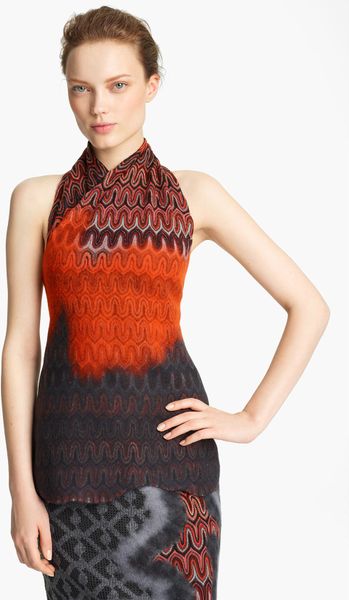 Missoni Knit Halter Top in Orange (red grey) - Lyst