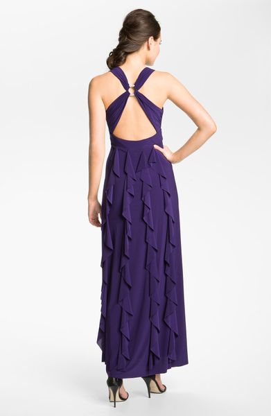 betsy and adam ruffle back gown