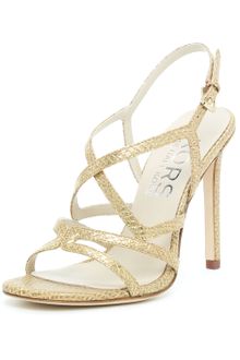 Kors By Michael Kors Albury Sandal Snakeembossed Gold Or Gunmetal - Lyst
