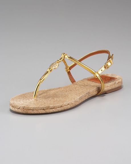 Tory Burch Emmy Espadrille Flat Sandals in Gold | Lyst