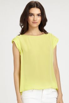 Alice + Olivia Silk Hilow Boatneck Top - Lyst