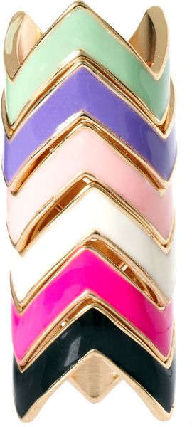 Asos Multi Pack Enamel Zig Zag Rings - Lyst