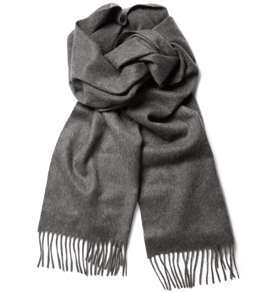 Burberry Fringed Cashmere Scarf in Gray for Men Lyst