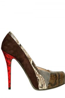 Ernesto Esposito 120mm Suede Python Print Pumps - Lyst