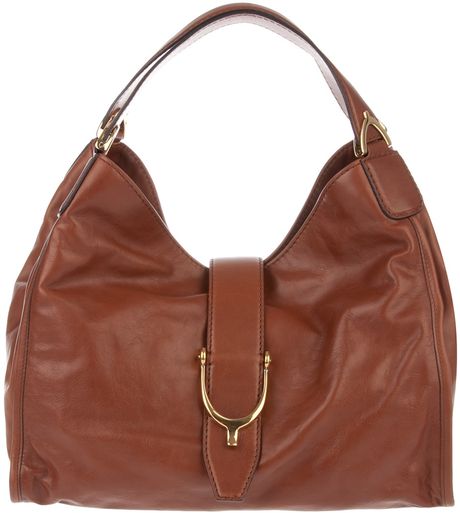 Gucci Stirrup Detail Tote in Brown - Lyst