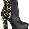 Jeffrey Campbell Avalos Black Leather Spiked Platform Bootie in Black - Lyst