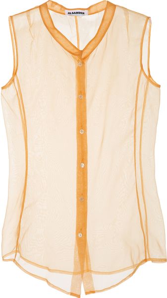 Jil Sander Silkorganza Blouse in Orange - Lyst