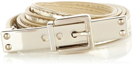 Karen Millen Skinny Metallic Belt in Beige (gold yellow) - Lyst
