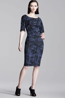 Lela Rose Weatheredprint Stretch Dress - Lyst