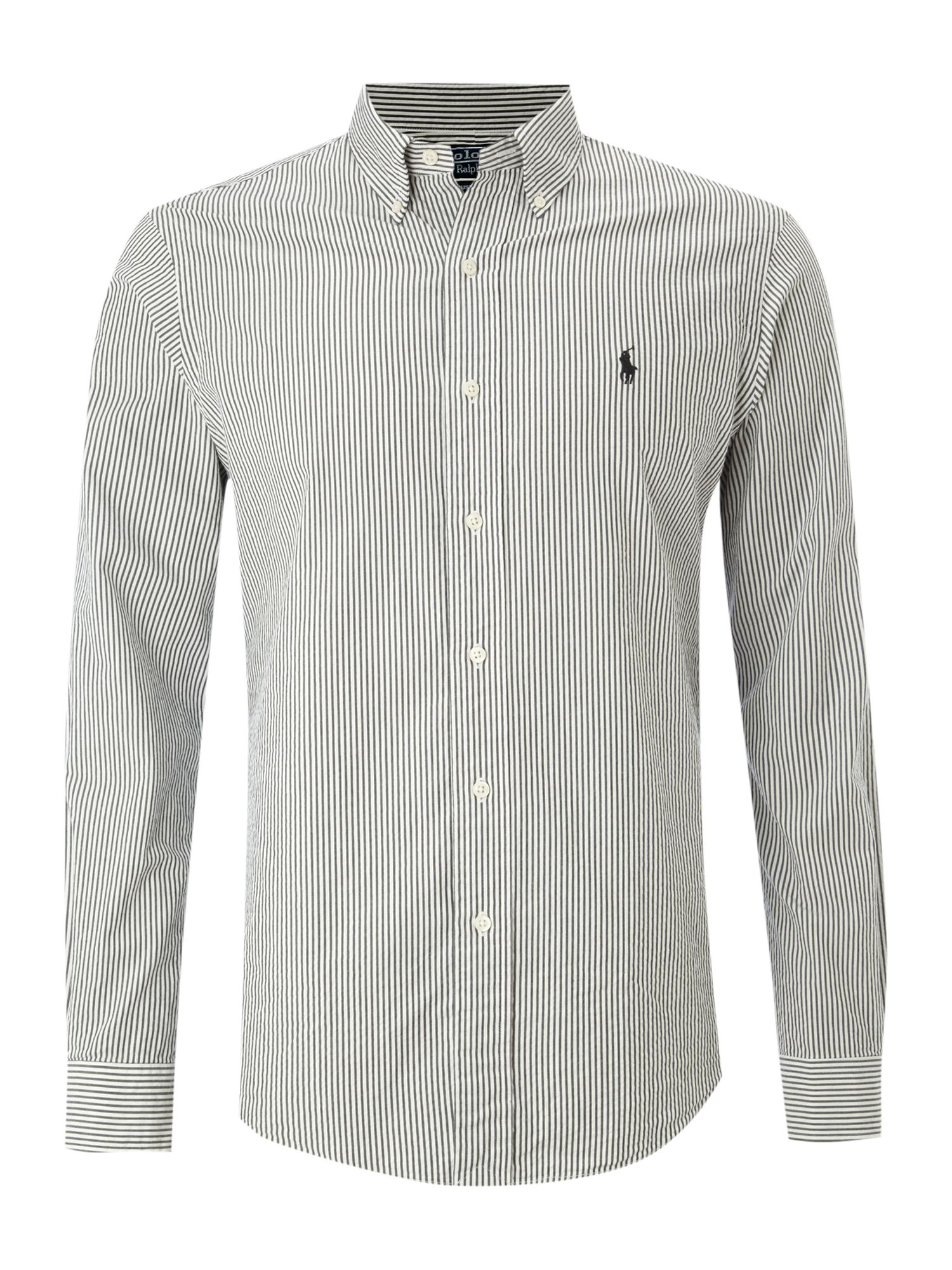 Polo Ralph Lauren Long Sleeved Seersucker Shirt in Black for Men Lyst