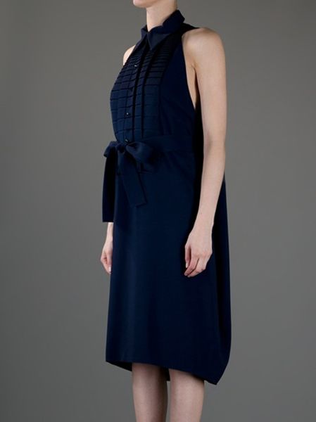 Saint Laurent Sleeveless Dress in Blue | Lyst