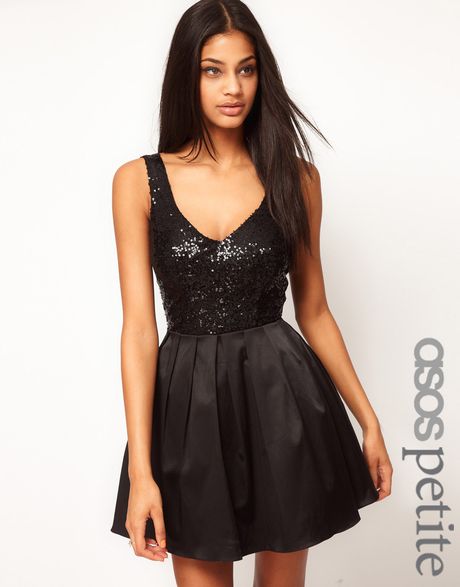 Asos Prom Dress with Sequin Top in Black