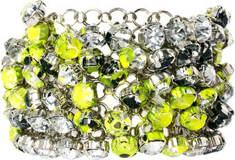 Asos Neon and Rhinestone Wristband Bracelet - Lyst