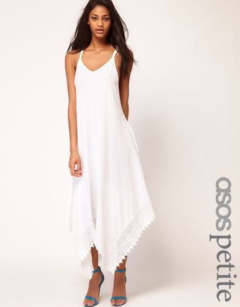 Asos Midi Dress with Crochet Hem - Lyst