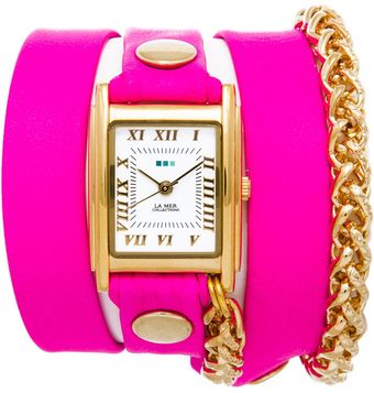 La Mer Collections Neon Pink Gold Motor Chain Wrap - Lyst