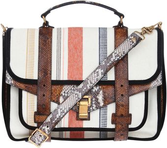 Proenza Schouler Ps1 Large Striped Canvas and Leather Satchel - Lyst