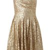 Tfnc Sweetheart Sequin Puff Skirt Dress in Gold - Lyst