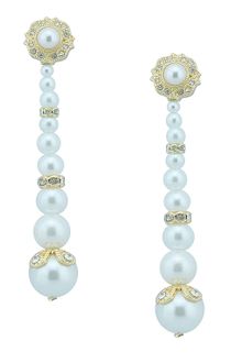 Ziba Bridal Drop Pearl Earrings - Lyst