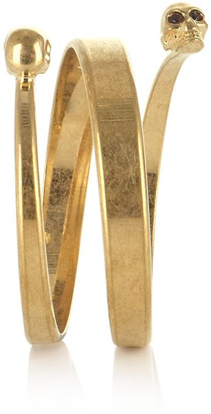 Alexander McQueen Spiral Twinskull Bracelet - Lyst