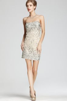 Alice + Olivia Dress Larken Beaded Mini Sweetheart - Lyst