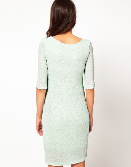 Asos Maternity Bodycon Dress in Sparkle in Green (mint)