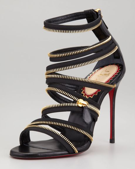 Christian Louboutin Unzip Leather Booty Sandal in Black - Lyst